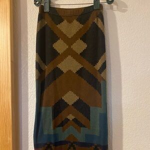 Peruvian Connection Multicolor Geometric Pencil Skirt